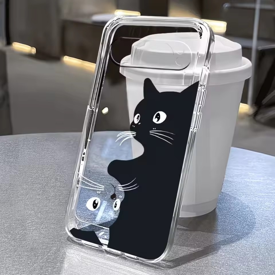 Google Pixel 9 - Heißes Kawaii-Cartoon-Schwarzkatzenmuster Klare Weiche Hülle für