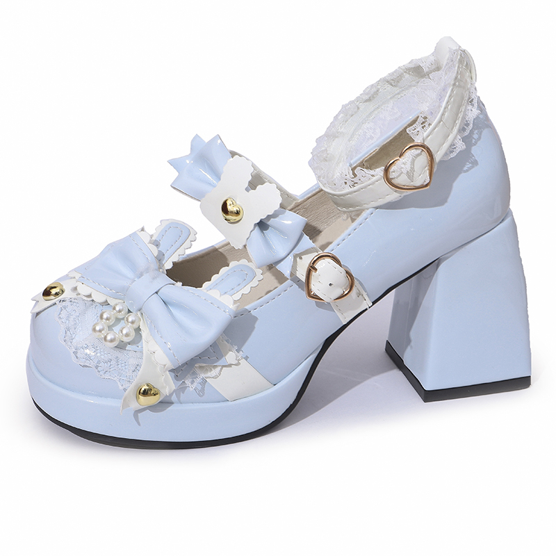 Leather Classic Strap - Damen Lolita Schuhe Klassische Runde Spitze